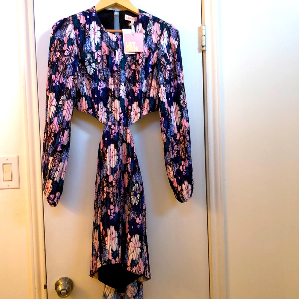 Leyden multi floral short pleated dress